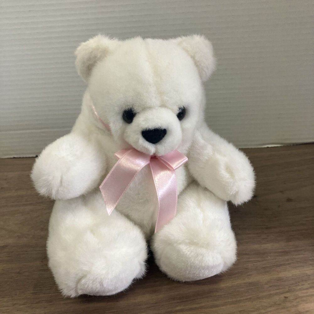 8"‎ White Pot Belly Bear A00290 Fiesta